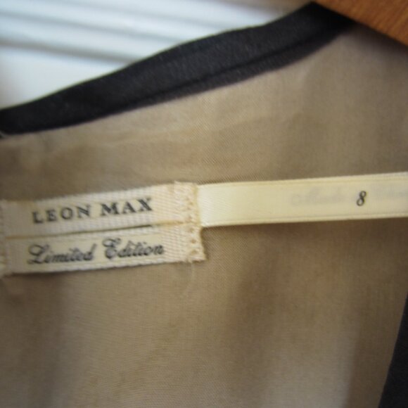 Leon Max Limited Edition Dress Black Silk Overlay Floral Size 8 - Picture 4 of 15
